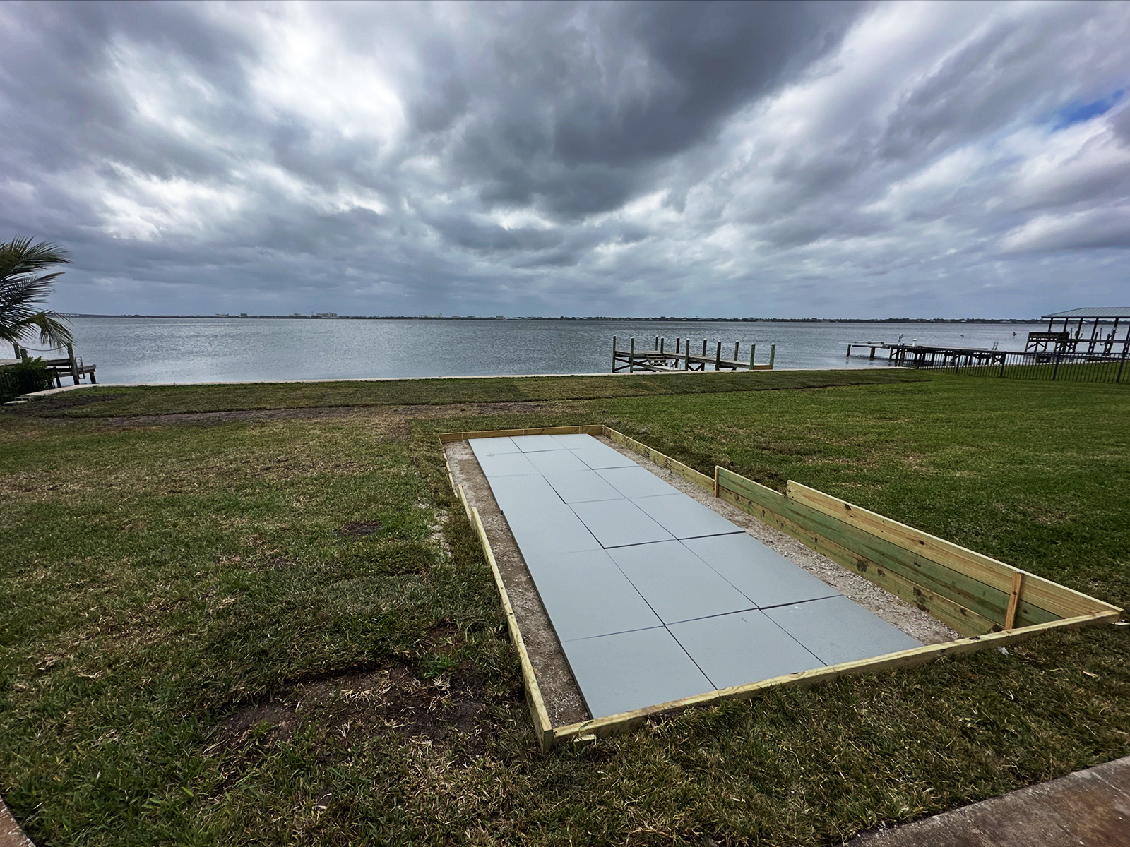 Concrete pad installation waterfront